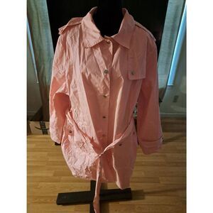 Vintage Jaclyn Smith Women’s 3X Pink Belted Snap Front Raincoat Jacket